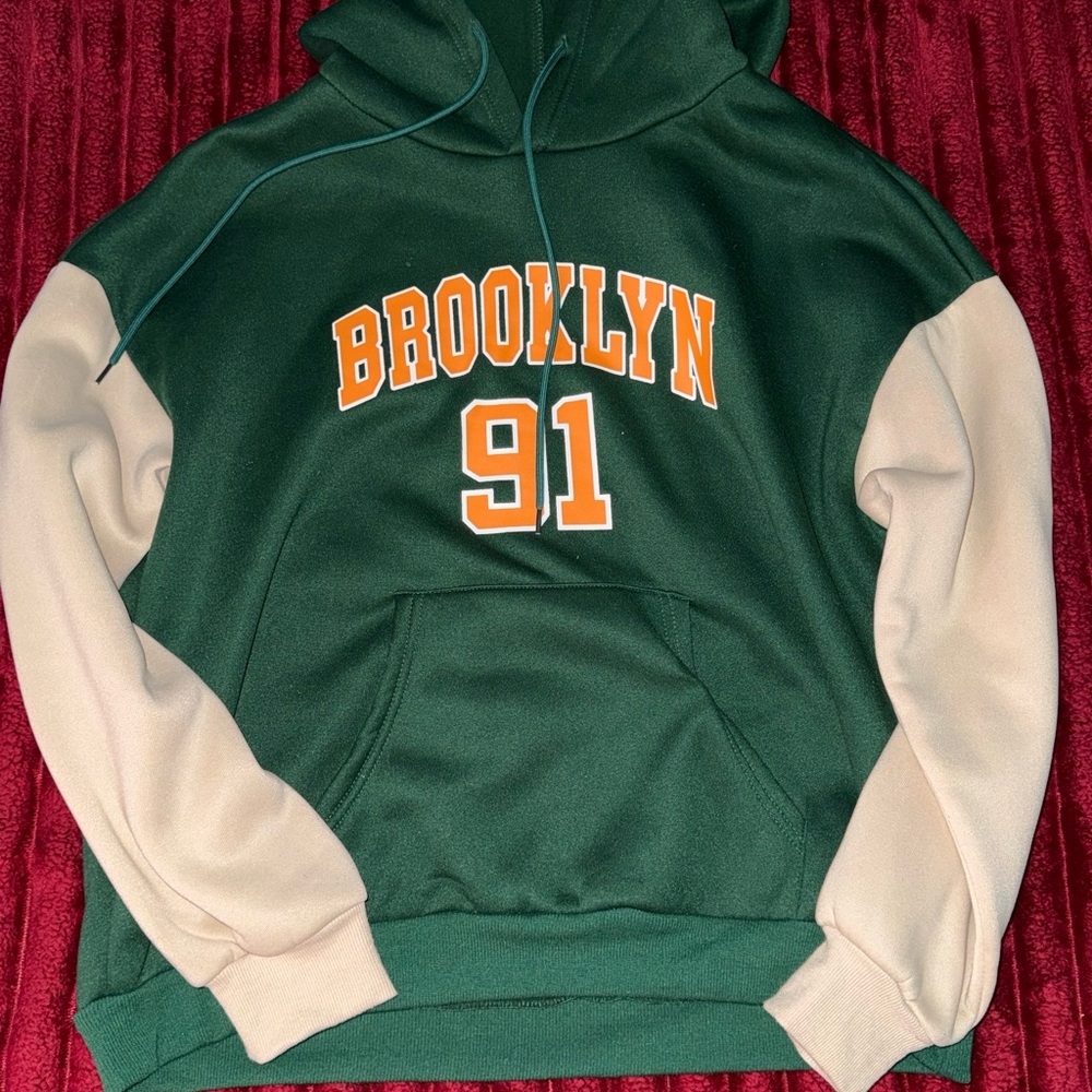 Green and Cream Brooklyn 91 Hoodie